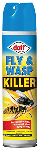 Doff Fly & Wasp Killer Aerosol– 300ml – Permethrin & Tetramethrin Fly & Wasp Spray – Knockdowns Flying Insects - Wasps, Flies, Mosquitoes, Flying Ants & Midges – Indoors Use
