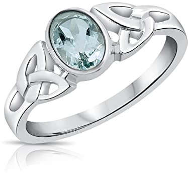 DTPsilver, Anello da donna in argento Sterling 925 con topazio blu e triquerta celtica e Argento, 49 (15.6), cod. ppr18btxs5