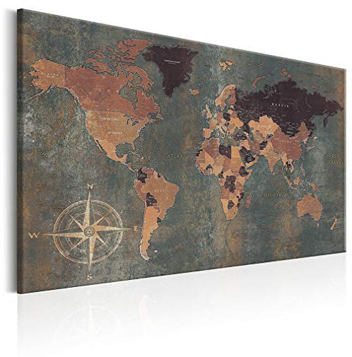 decomonkey Bilder Weltkarte 120x80 cm 1 Teilig Leinwandbilder Bild auf Leinwand Vlies Wandbild Kunstdruck Wanddeko Wand Wohnzimmer Wanddekoration Deko bunt Welt Karte Landkarte Kontinente