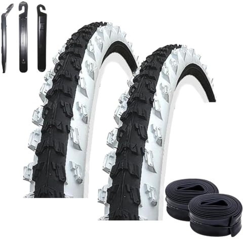 Angebot-Set / 2 x Kenda K-829 MTB 24 Fahrradreifen Fahrradmantel Schwarz/Weiß 50-507 (24x1.95) + 2 passende Schläuche DV inkl. 3 Reifenheber