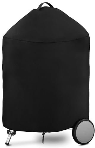 Dokon Kettle Barbecue Covers Waterproof Round BBQ Cover with Handle, Heavy Duty 420D Oxford Fabric Windproof Anti-UV Outdoor Gas Grill Cover for Weber, Char Broil, Ø71x68cm - Black