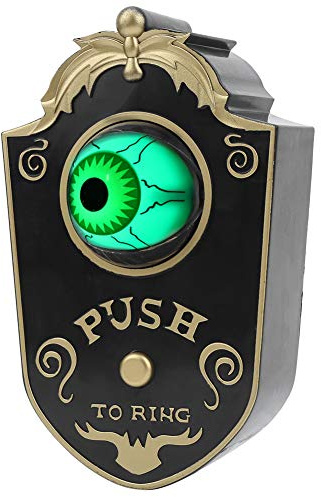 Halloween Horror Requisiten, Türhängende Türklingel Augapfel mit Sound Halloween Ornament Dekorationen Vortäuschen Spiel Party Gefälligkeiten(schwarz)