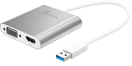 j5create USB 3.0 to Dual VGA HDMI Multi-Monitor Adapter- Compatible with Microsoft Windows 10/8.1/8 / 7 (32-bit or 64-bit) Mac OS X v10.8 or Later (with USB Type-A 3.0 port) (JUA360)