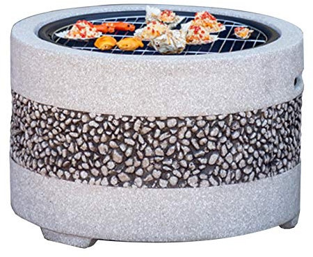 Feuerstellen Imitation Stein BBQ Grill Kit, Hinterhof Patio Gartenkamin, Für Camping-Außenheizung Lagerfeuer Und Picknick, 55,5 cm / 21.9 (Color : Beige, Size : Kit-1)