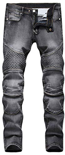 YOUTHUP Men's Jeans Straight Regular Fit Stretch Casual Denim Trousers Ripped Design Stylish Jeans All Waist