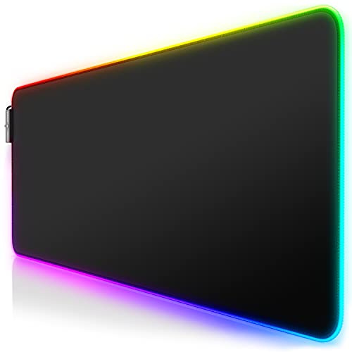 CSL-Computer Titanwolf - RGB Gaming Mauspad - LED Schreibtischunterlage - 800x300 mm - XXL Mousepad - Multi Color - 11 Beleuchtungs-Modi - 7 LED Farben Plus 4 Effektmodi - abwaschbar - Schwarz