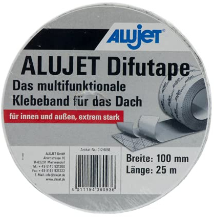 ALUJET Difutape, multifunktionales Klebeband für das Dach, geeignet für innen und außen, extrem stark, 10 cm x 25 m