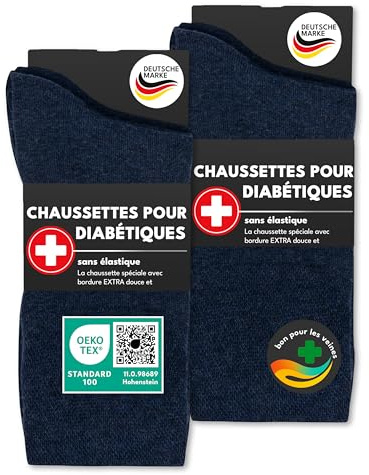 sockenkauf24 6 Paia Calze Diabetici senza Elastico 97% Cotone senza Cucitura Uomo & Donna (47-50 Blu)