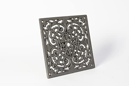 Euro Sezam - Rejilla de ventilación de hierro fundido, 225 x 225 mm, pintura resistente al calor, grafito