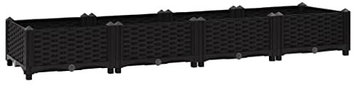 vidaXL Hochbeet Pflanzkasten Blumenkasten Gemüsebeet Pflanzbeet Blumenbeet Frühbeet Gartenbeet Pflanzkübel Blumenkübel 160x40x23cm Polypropylen Schwarz