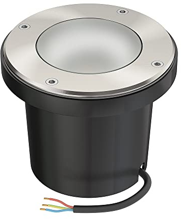 ledscom.de Bodeneinbauleuchte BOFU für außen, IP67, schwenkbar, edelstahl, rund, 150mm Ø; inkl. GU10 LED 468lm warmweiß