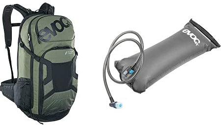 EVOC FR TOUR E-RIDE 30 E-Bike-Rucksack HYDRATION BLADDER 3L Trinkblase für den Rucksack (Größe: M/L, Rückenprotektor, Ersatz-Akku-Fach, Kontroll Display Fach), Dunkeloliv/Schwarz