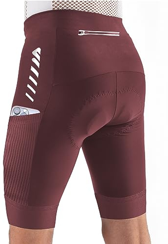 Lo.gas Radhose Herren Kurz Gepolstert 4D Fahrradhose Herren Kurz Gepolstert Schnelltrockende Elastische mit Reflektorstreifen,Rot,M