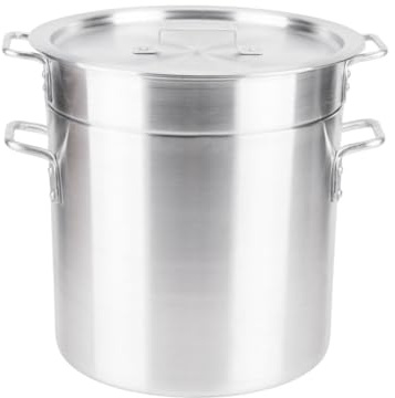 Soro Essentials- 20 Qt. Aluminum Double Boiler Pot with Lid- Steam Melting Stock Pot for Butter Chocolate Cheese Caramel Fondue Candy Dessert and Sauces