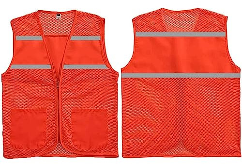 ZUMAHA Reflektierende Weste, trockene Sicherheitsweste, atmungsaktiv, reflektierendes Netz, Sicherheit, hohe Sichtbarkeit, mit Taschen, Reißverschluss, Konstruktionsweste
