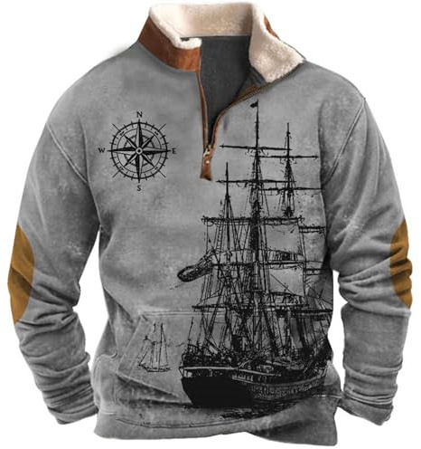 Winterjacke Herren Weihnachts-Shirt Christmas Sweater palästina Pullover(5XL, Dark Gray)