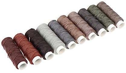 Lurrose Wachsschnur Set Flach Nähwachsfaden Aus Polyester Wachsbeschichtet Für Heimwerker Lederarbeiten Buchbinden Farben Pro Set
