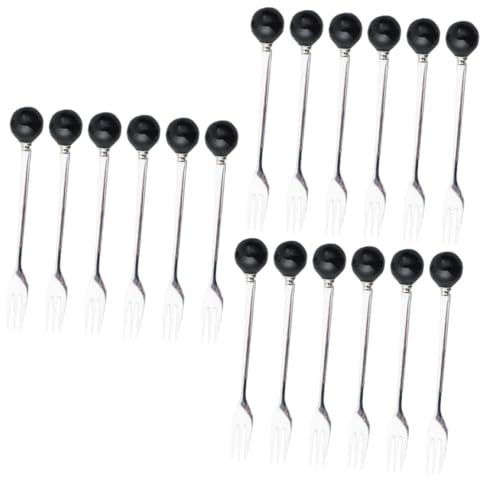 OUNONA 18pcs Mini Dessert Forks Ceramic Handle Ice Fork Mini for Cake Serving Creative Flatware