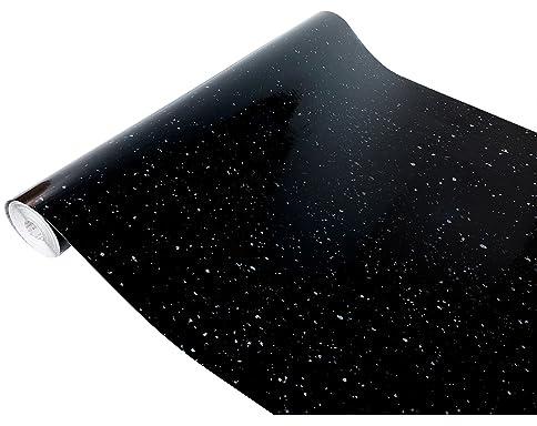 Klebefolie Möbel 67,5x100 cm | Möbelfolie selbstklebend in Steinoptik | Folie für Möbel zur einfachen Renovierung von Türen, Tischen und Regalen | Klebefolie dekorativ und abwaschbar | Granit Schwarz