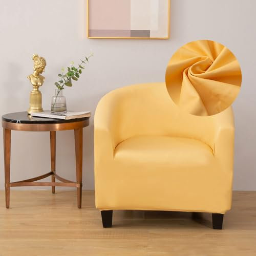 Morbuy Sesselbezug Stretch, Sessel Überzug Universal Sesselhussen Waschbar Sesselüberzug Hussen Cocktailsessel Clubsessel Überzug Weich, Elastisch, Moderne Drucke (Gelb)
