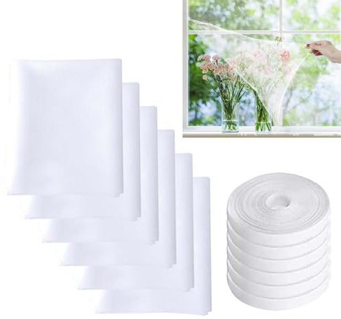 6 zanzariere autoadesive per finestre, 130 x 150 cm, per finestre, ritagliabili, zanzariere per finestre, per finestre, per finestre che mantengono insetti e zanzare
