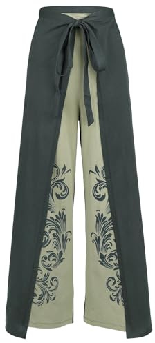 Black Premium by EMP Donna Pantaloni in Tessuto Verde Scuro con Portafoglio e Spacchi L-XL