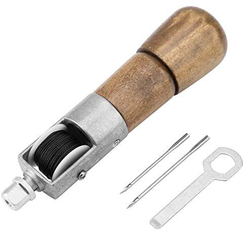 Gonyscag Kit d'alêne de couture en cuir avec verrouillage automatique avec 2 aiguilles pour poinçon, bricolage fait à la main