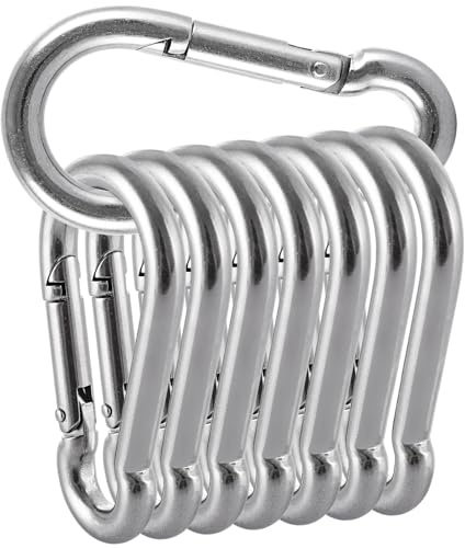FWEEK Lot de 8 Mousquetons à Vis M10 Robustes en Acier Inoxydable 304 en Forme de Gourde pour Balançoire, Activités de Plein Air, Camping, Pêche, Randonnée, Voyage