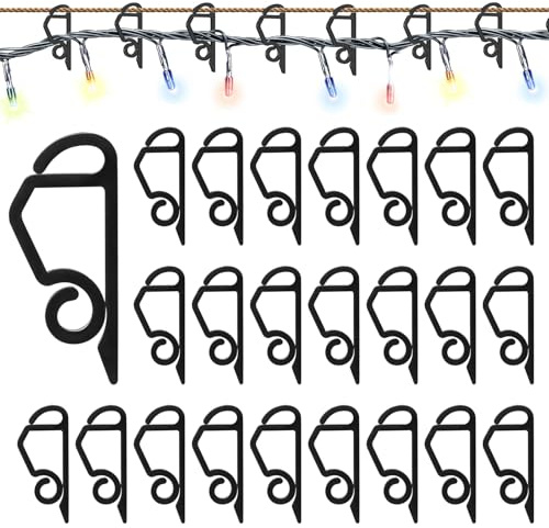 Pilikoll 200 Pcs Gutter Clips for Christmas Light,String Light,Fairy Light | Black Christmas Light Clips, Plastic Gutter Hooks Detachable, Light Clip Light Hanger Hooks