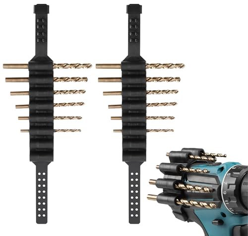 Navaris Porta Punte Trapano - Set di 2 - Cinghie Porta Inserti per Avvitatore - Ogni Cinghia Fino a 8 Punte - Portainserti per Avvitatori Elettrici - Installazione Senza Adesivo