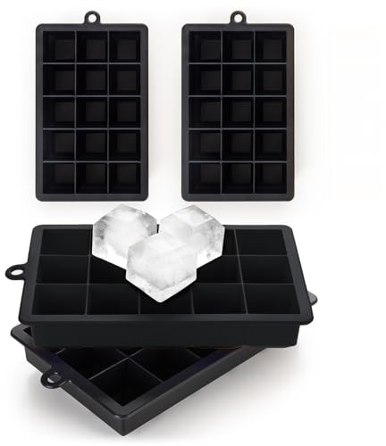 Blumtal Silikon Eiswürfelform 2x15er für Eiswürfel 3,3 cm - 2 x Eiswürfelbehälter groß - BPA frei - Black Blue