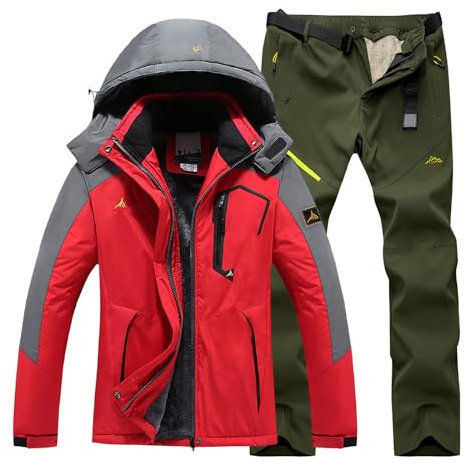 Skijacke und Hose für Herren, wasserdicht, Winter, Snowboard-Anzug, thermische winddichte Skiausrüstung, Outdoor-isolierte Schneekleidung, Herren-Wanderanzug, atmungsaktiv, schneefest, Orange, XXXXL