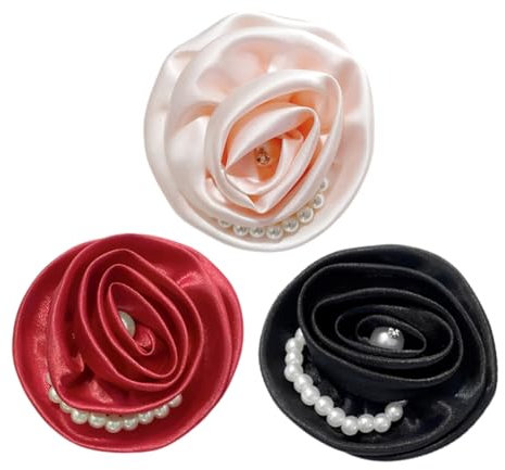 3pcs Perle Rose Blume Brosche Pin für Frauen Mädchen Hochzeit Bouquest Pin Brosche Party Revers Jacken Hut Schals Ansteckblume Kleid Broschen Pins Exquisite Schmuck Geschenke für Damen Mädchen
