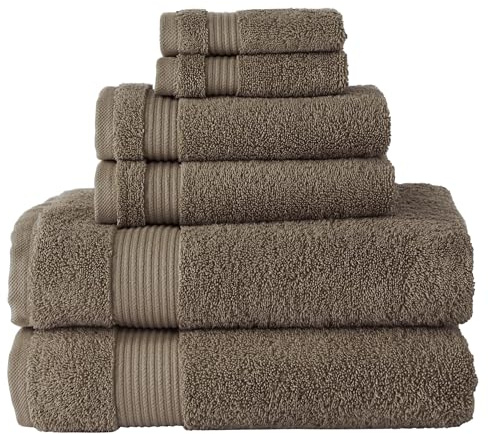 BERIBO Juego de Toallas turcas 100% algodón (Serenity), 6 Piezas, 620 g/m² (café)