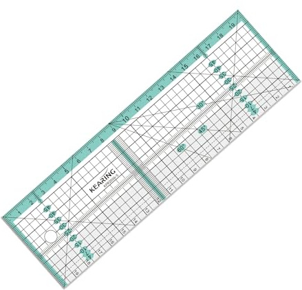 KEARING 20CM Quiltlineal mit Metallschneidekante – 3mm Acryl, Anti-Rutsch – mit Winkelmarkierung 30°/45°/60° – für Patchwork, Quilten & Nähen
