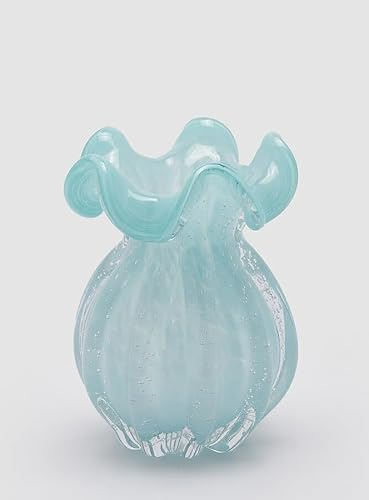 EDG Enzo De Gasperi Vaso Sacchetto H 17 Cm D 13 Cm Vetro Azure