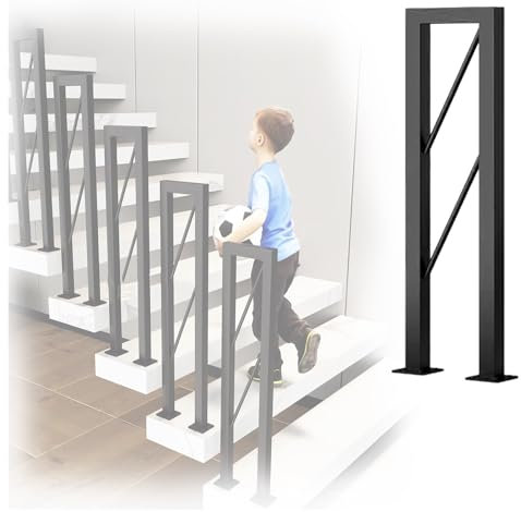 Moderne schwarze Stange Eisen Treppengeländer Kit mit horizontalen Balustern Indoor 20 Pack Bodenmontage Quadratische Zaunpfostenhalterung 35 105 cm hoch ideal für Lattenzäune