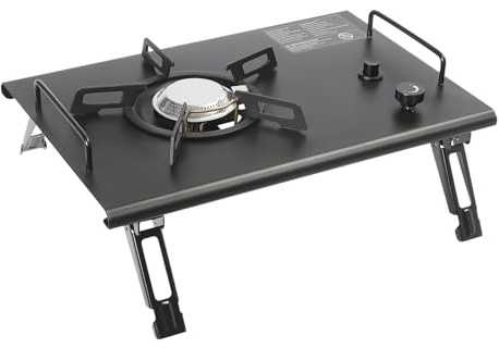 Campingkocher Tragbarer Gasherd mit Tragegriff, Einzelbrenner Outdoor Gaskocher für Grill, Elektronische Zündung, Faltbares Design für einfaches Tragen
