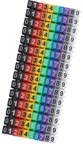 Greluma Marcadores de cables acoplables de 1,5 mm², 150 etiquetas de números de cable, 0-9 tubos de marcado de números de cables codificados de colores para marcar los cables codificados por colores