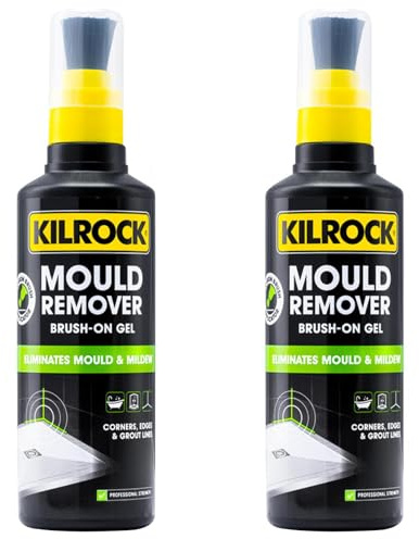 Kilrock Mould Remover Gel 250ml – Powerful Brush-On Formula for Mould & Mildew Removal – Precision Applicator for Grout, Tiles, Showers, Silicone Sealant & Bathroom Surfaces Black - 2 Pack