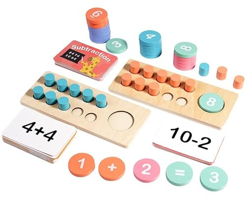 APOMOONS Montessori Spielzeug Zahlen Lernen Steckspiel Montessori Mathe Lernspielzeug Rechnen Lernen Zahl und Zählung Motorikspielzeug, Mathematik Zahlen Lernen Holzspielzeug für Kinder 4 5 6 7 Jahre