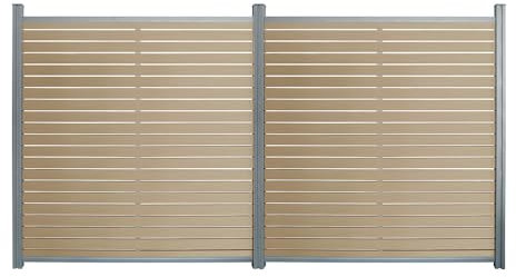 Home Deluxe WPC Sichtschutzzaun ALIRA Teak - 2 x Element + 3 x Pfosten | Sichtschutz