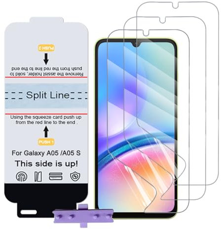SLBESTLUC 3 Pezzi Telefono Pellicola Protettiva per Samsung Galaxy A05/A05 S, TPU Pellicola Protettiva Smartphone, HD Trasparente Pellicola Protettiva Idrogel, Senza Bolle(Non Vetro Temperato)
