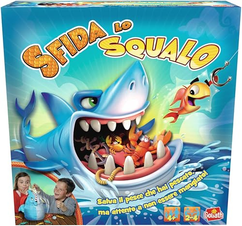 Goliath Sfida lo Squalo - Gioco Interattivo per Bambini dai 4 Anni | Azione riflessi e sorprese senza bisogno di batterie - regalo divertente per tutti - per due o tre giocatori - 5 min