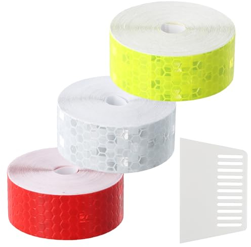 Cinta Reflectante Seguridad,2Pcs Cinta Conducción Nocturna,Cinta Advertencia Autoadhesiva Reflectiva Seguridad,Cinta Adhesiva Reflectante para Advertencia Camiones Automóviles Bicicletas (5m)