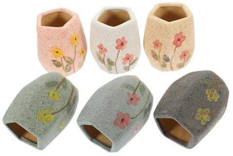 6 Piezas Tiestos Decorativos de Cerámica para Plantas Suculentas Macetas de Barro para Jardín y Decoración de Interiores Color Aleatorio