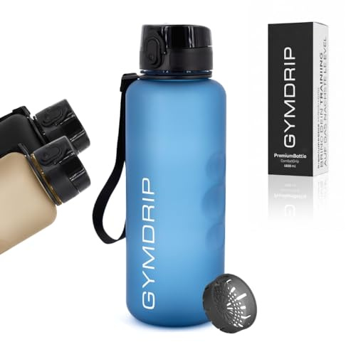 GymDrip® 1,5L Fitness Trinkflasche – Große Sport Wasserflasche mit Früchteeinsatz – BPA-frei, auslaufsicher – Trinkflasche fürs Gym & Training (Marine Blue)