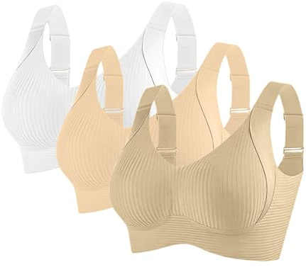 Seamless Bra with Padding 3Pc Non Wired Bras for Women Seamless Push Up Gather Bra Strong Hold Comfortable Comfort Full Cup Padded Adjustable for Large Breasts