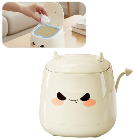 Culinavog Papelera Baño PequeñA, Mini Bote de Basura de Escritorio, Cubo de Mesa con Tapa, Pequeño Design Cubos, Papelera Sobremesa, para Cocina, Oficina, Mesa del Tocador
