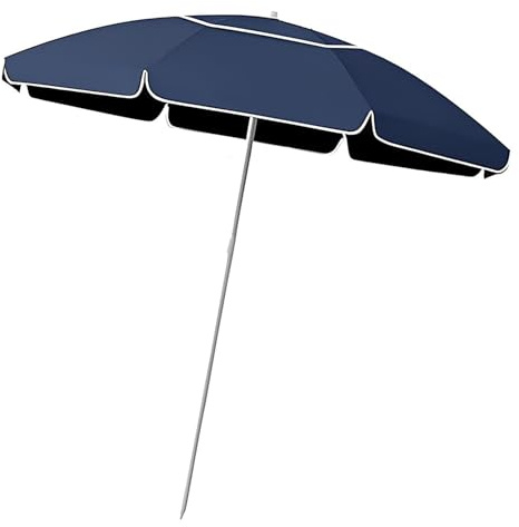 Parasol de plage portable de 155 cm, résistant au vent et aux UV50+, parasol télescopique compact pour jardin et balcon, parasol de voyage durable (bleu)